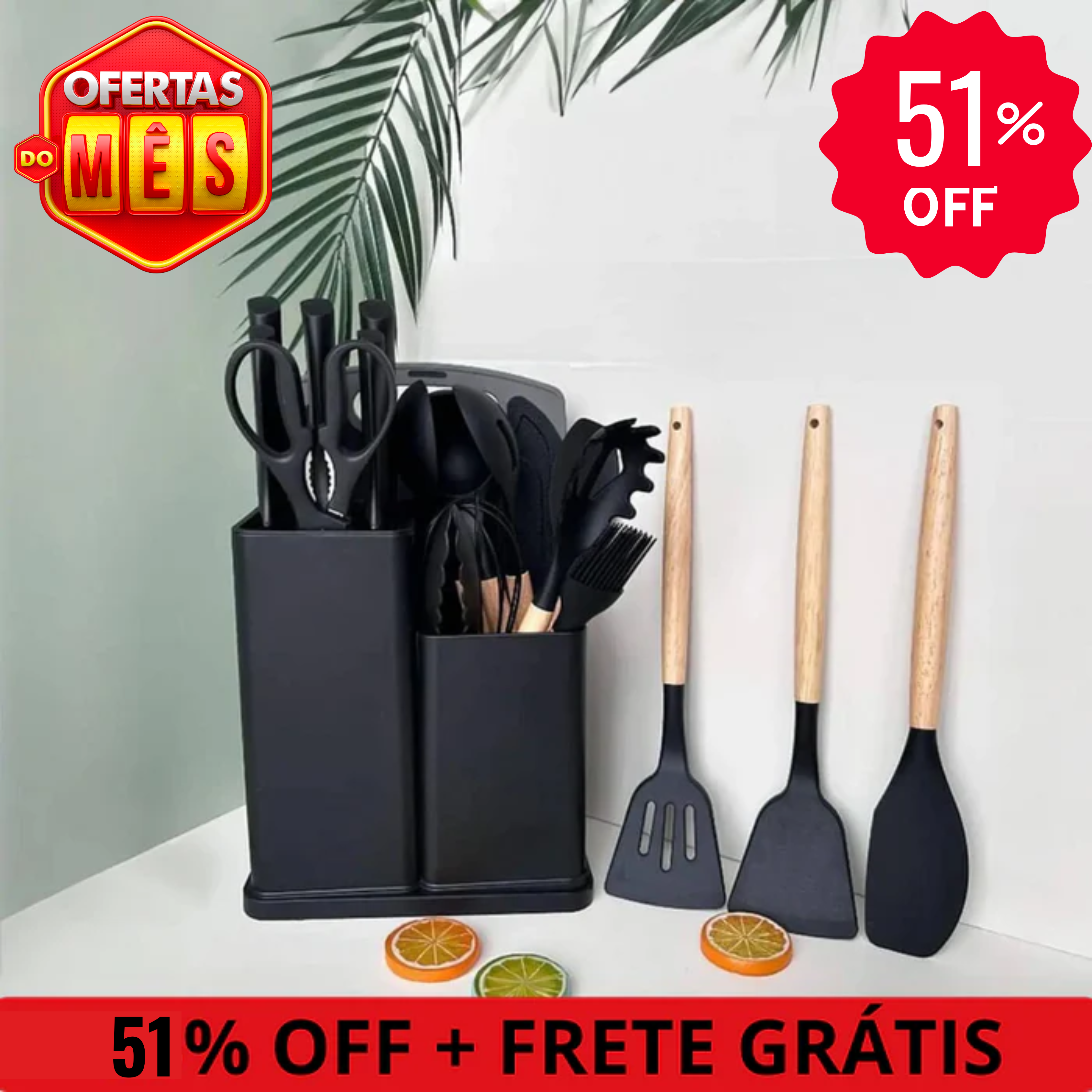 Kit de Cozinha 19 Peças de Silicone Premium